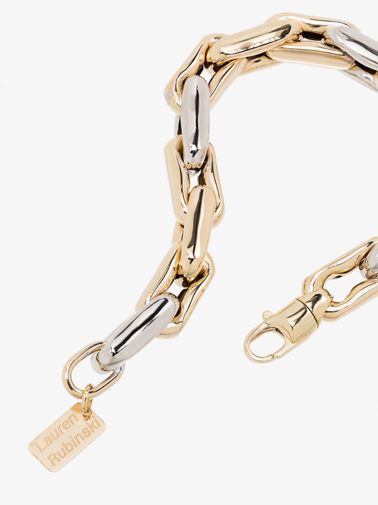 14k Yellow and White Gold Medium Square Link Bracelet