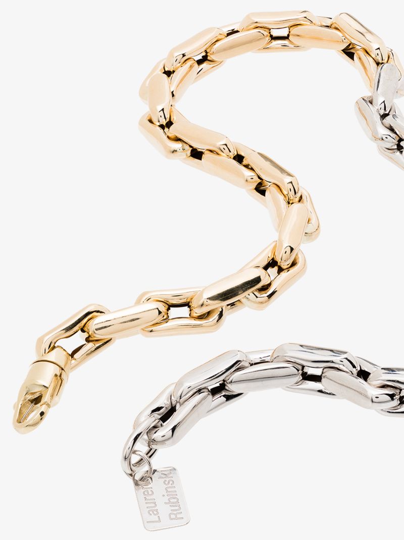 14k Yellow and White Gold Medium Square Link Necklace