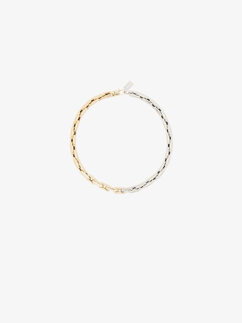 14k Yellow and White Gold Medium Square Link Necklace