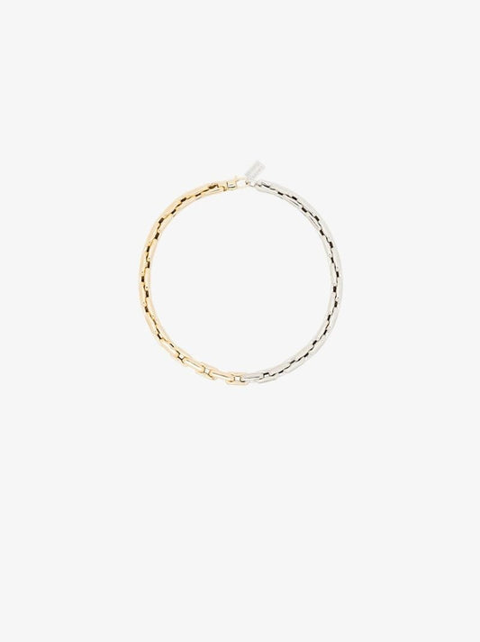 14k Yellow and White Gold Medium Square Link Necklace