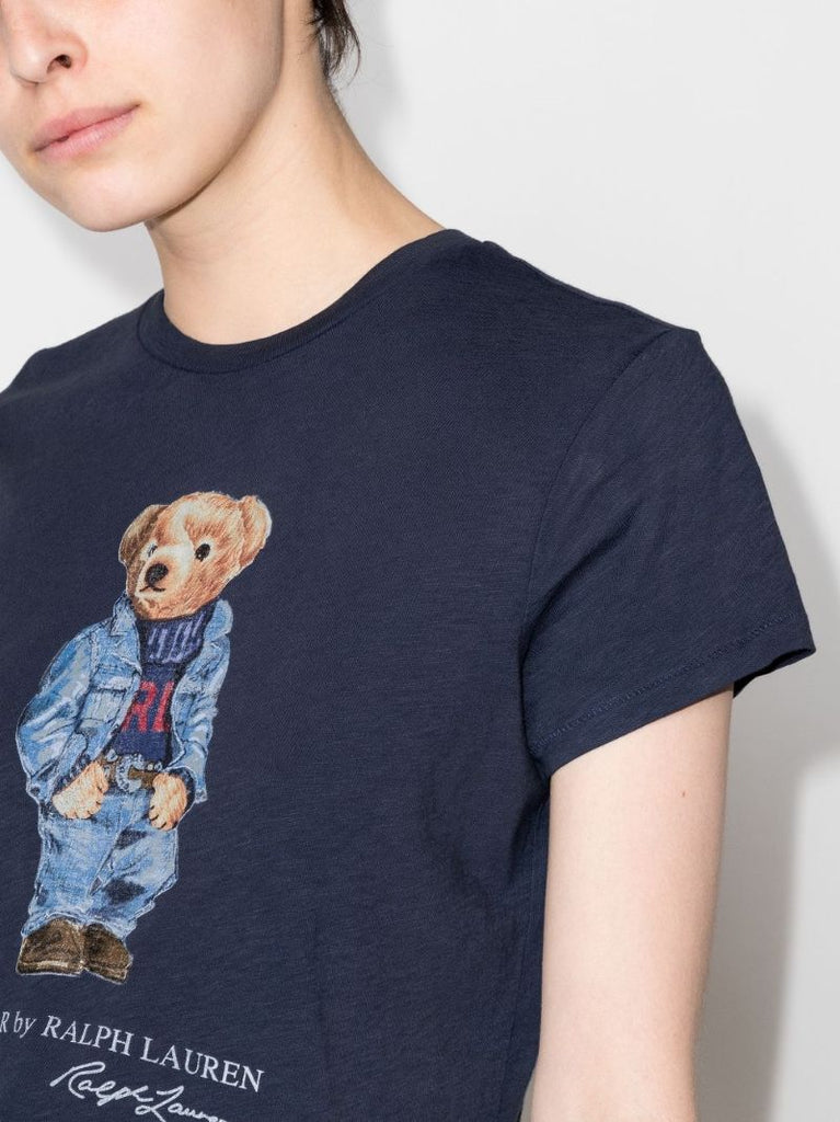 Denim Polo Bear Print T-shirt