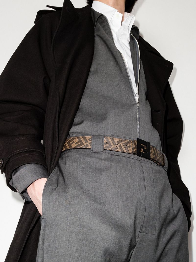 Brown Ff Logo Reversible Leather Belt