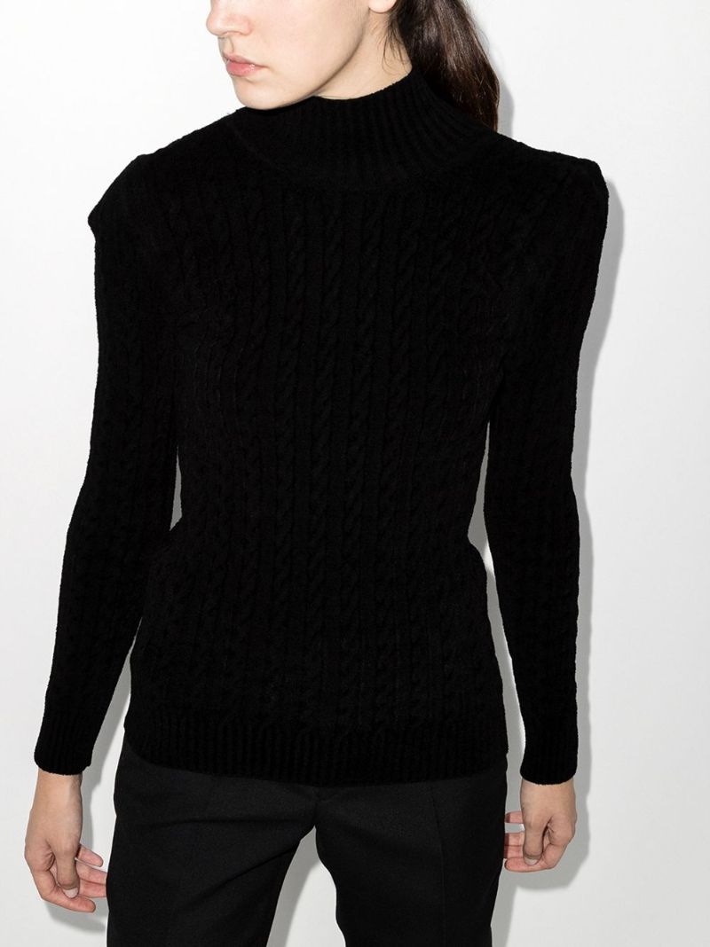 Pagoda Padded-shoulder Velvet Jumper