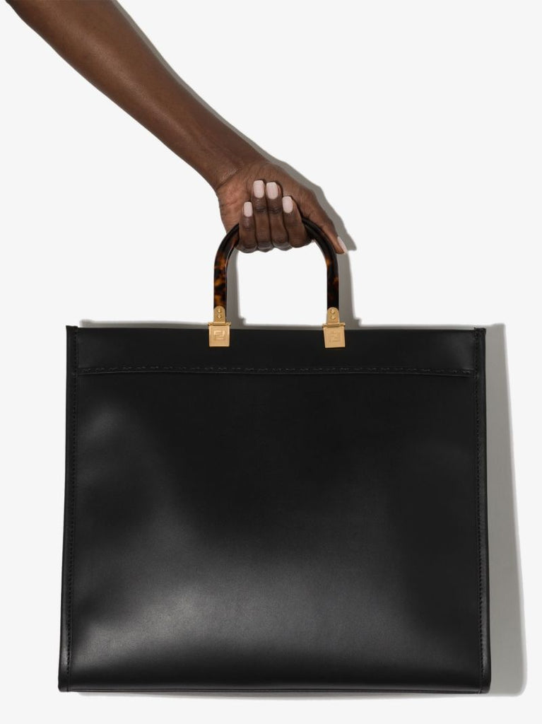Black Sunshine Large Leather Tote Bag
