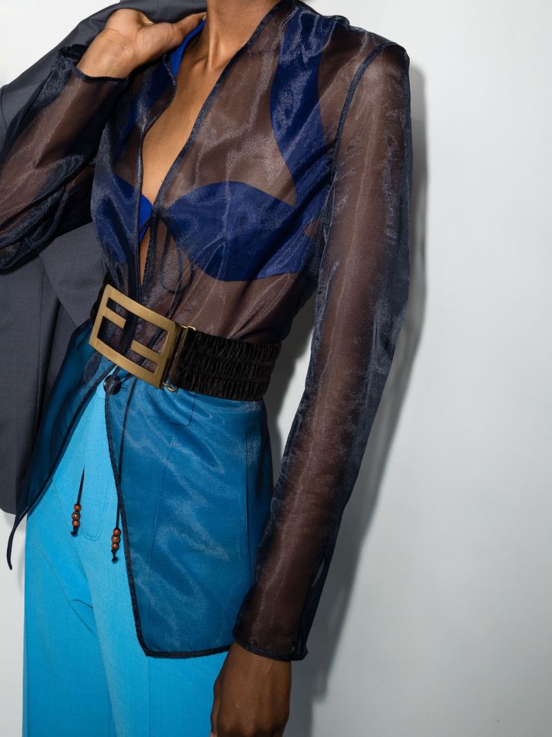 Black Baguette Maxi Logo Velvet Belt