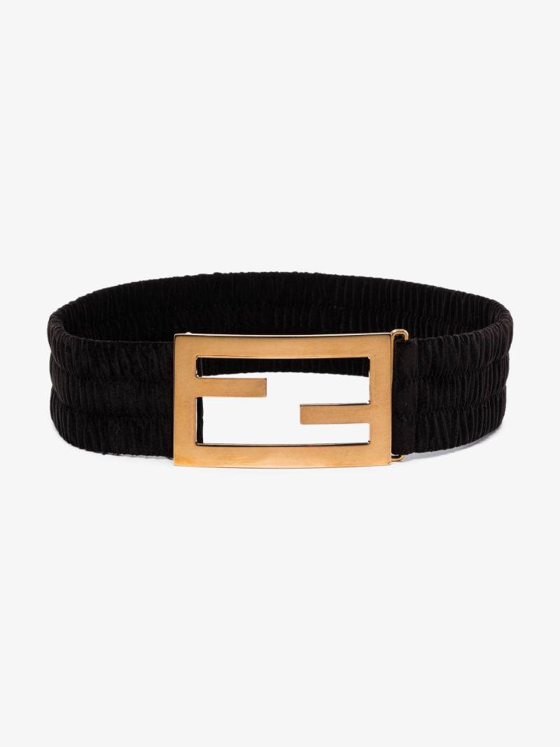 Black Baguette Maxi Logo Velvet Belt
