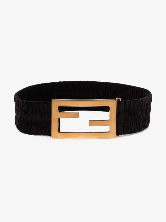 Black Baguette Maxi Logo Velvet Belt