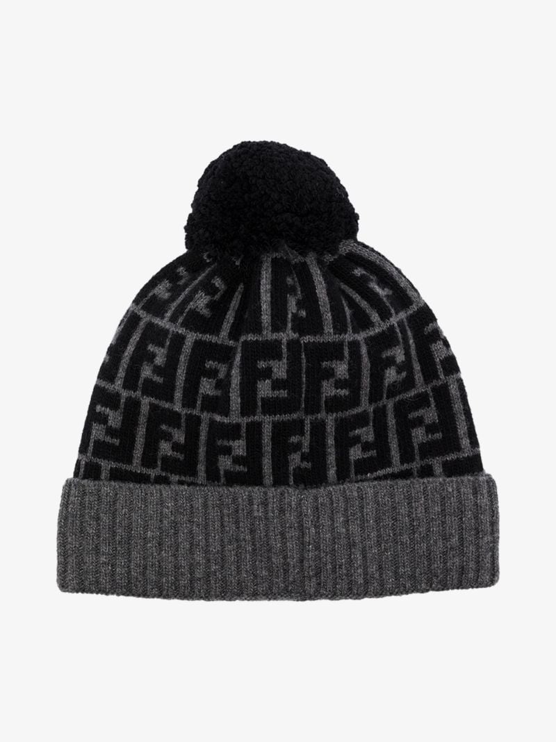 Ff Pattern Pompom Beanie