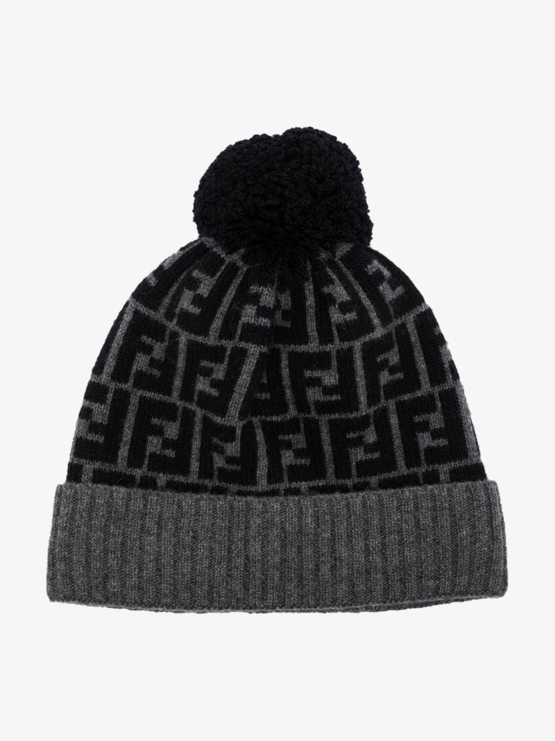 Ff Pattern Pompom Beanie