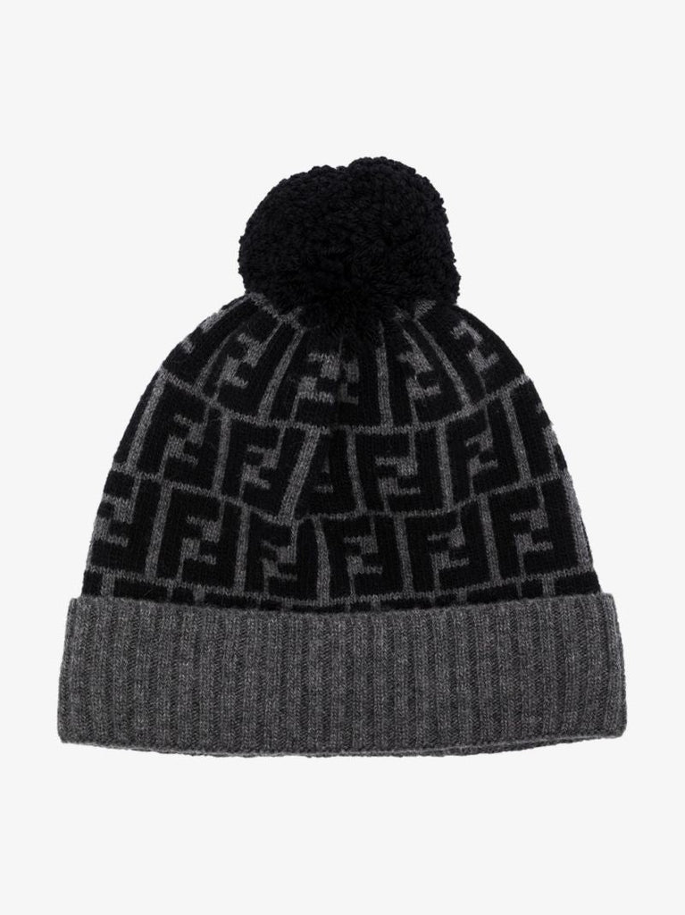 Ff Pattern Pompom Beanie