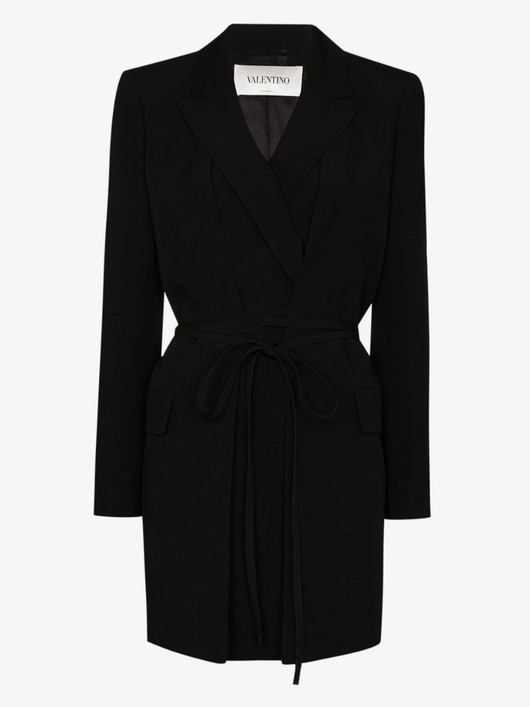Double-breasted Tie Waist Long Blazer