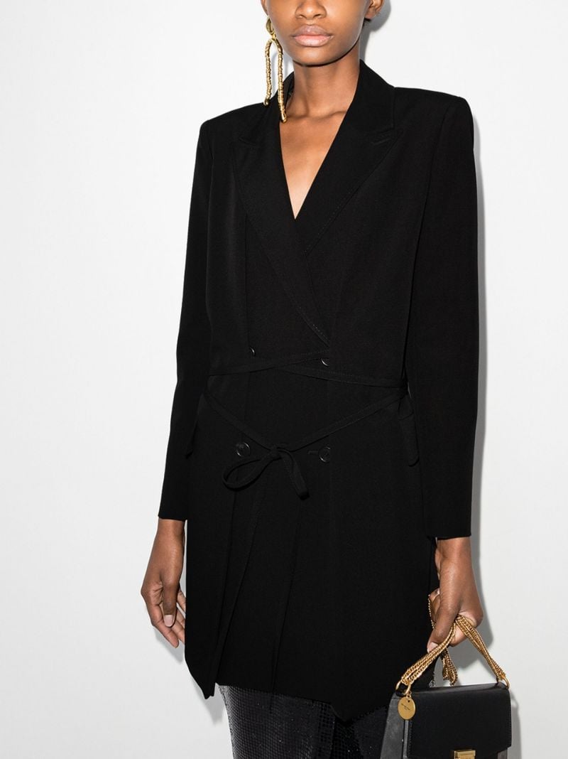 Double-breasted Tie Waist Long Blazer