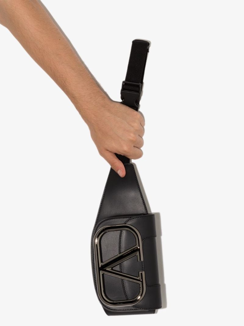 Black Vlogo Leather Cross Body Bag