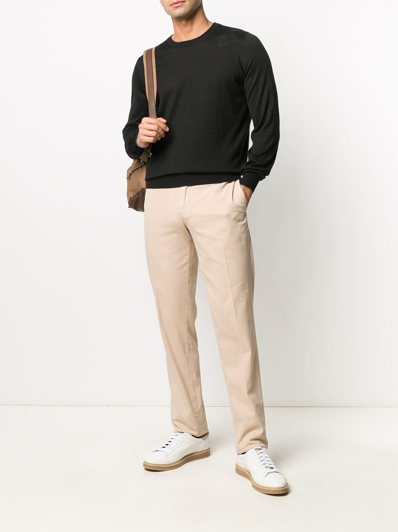Black Crew-neck Cashmere-silk Sweater
