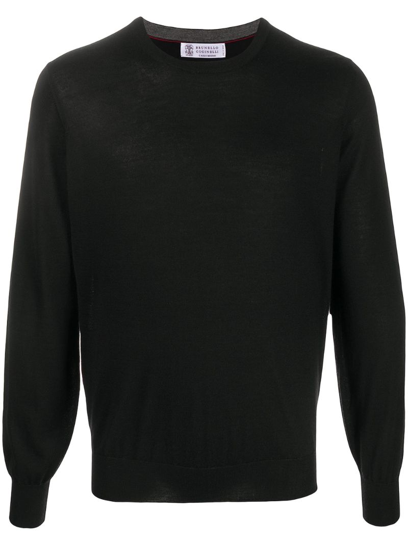 Black Crew-neck Cashmere-silk Sweater