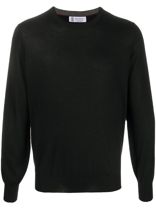 Black Crew-neck Cashmere-silk Sweater
