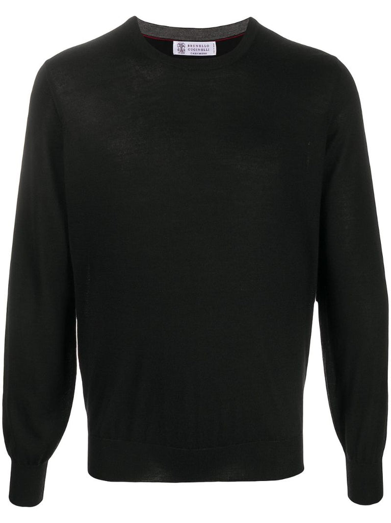 Black Crew-neck Cashmere-silk Sweater