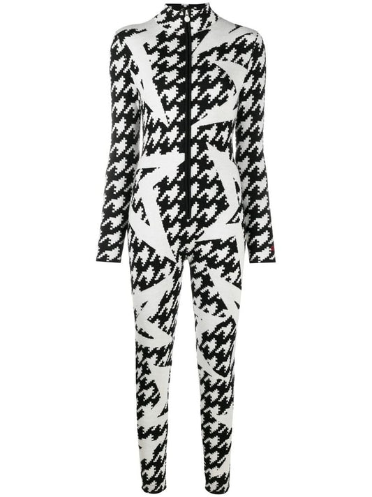 Black and White Houndstooth Ski Jumpsuit