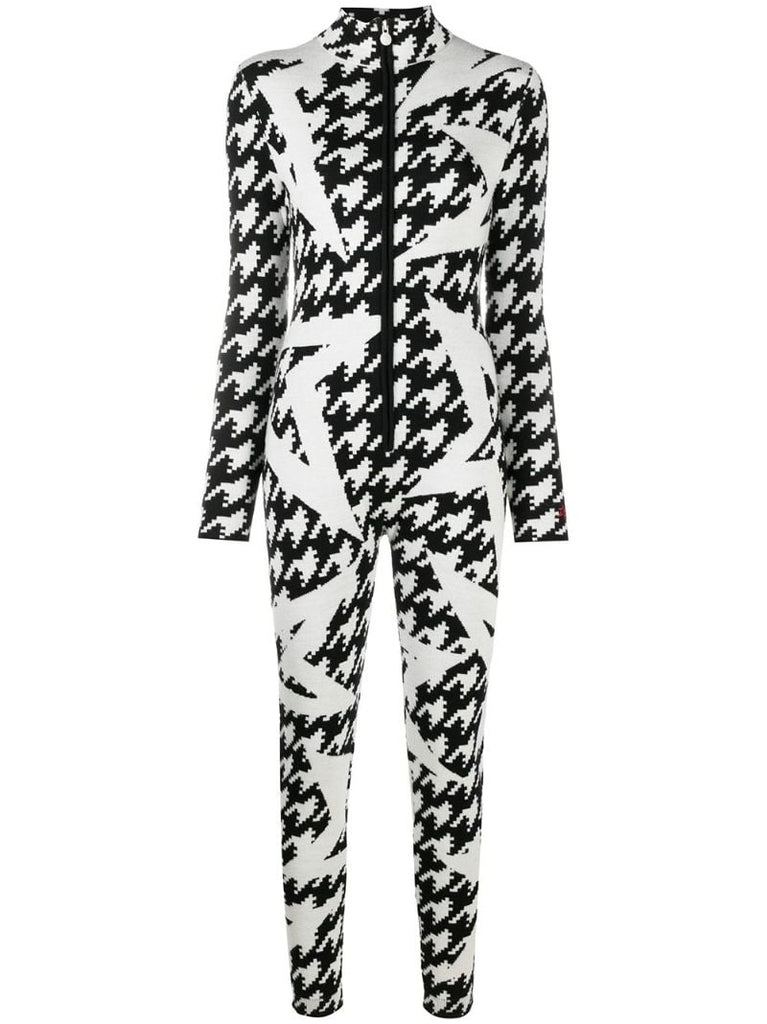 Black and White Houndstooth Ski Jumpsuit