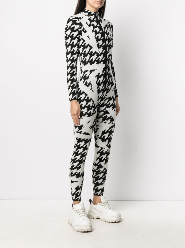 Black and White Houndstooth Ski Jumpsuit