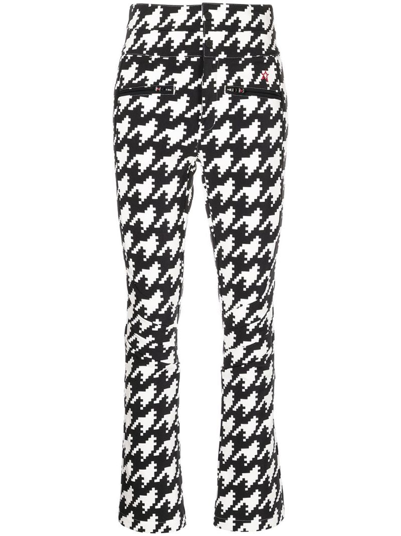 Black and White Aurora Houndstooth Flared Ski Trousers