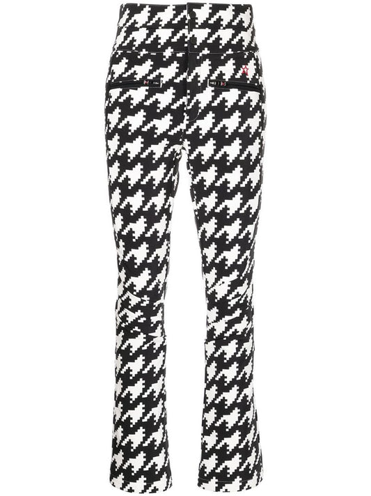Black and White Aurora Houndstooth Flared Ski Trousers