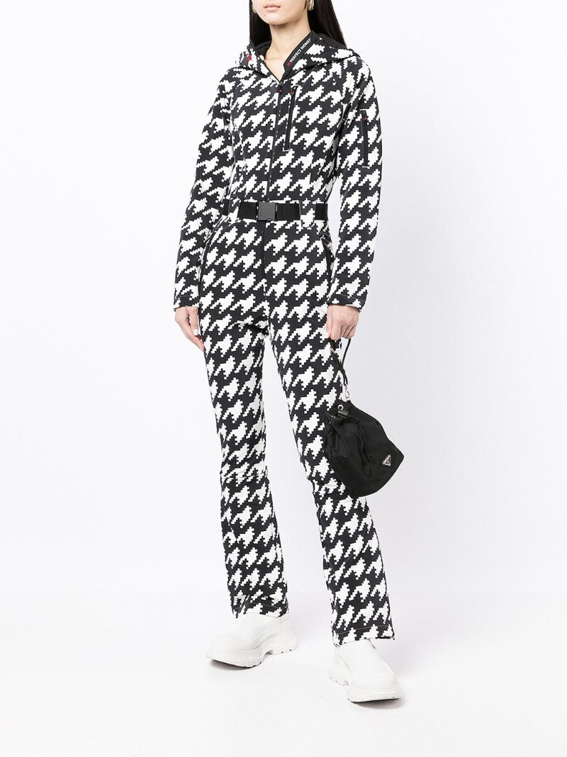 Black Star Houndstooth-print Ski Suit