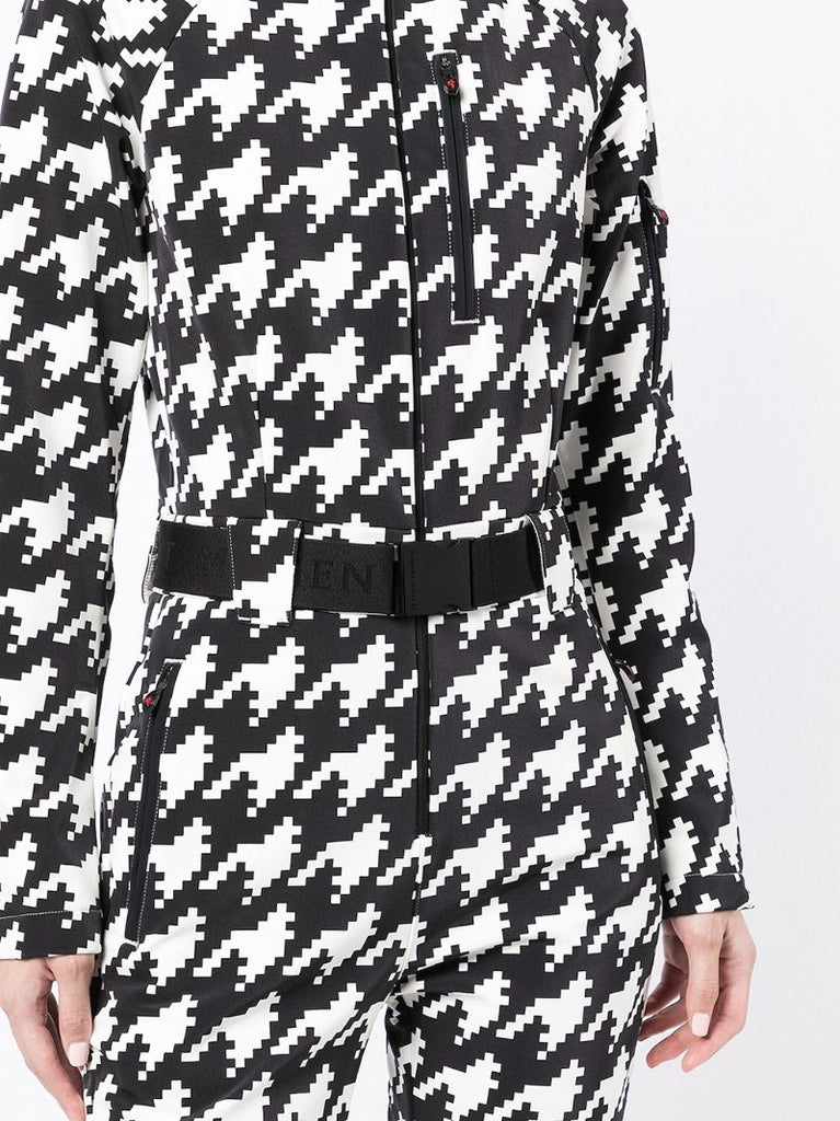 Black Star Houndstooth-print Ski Suit
