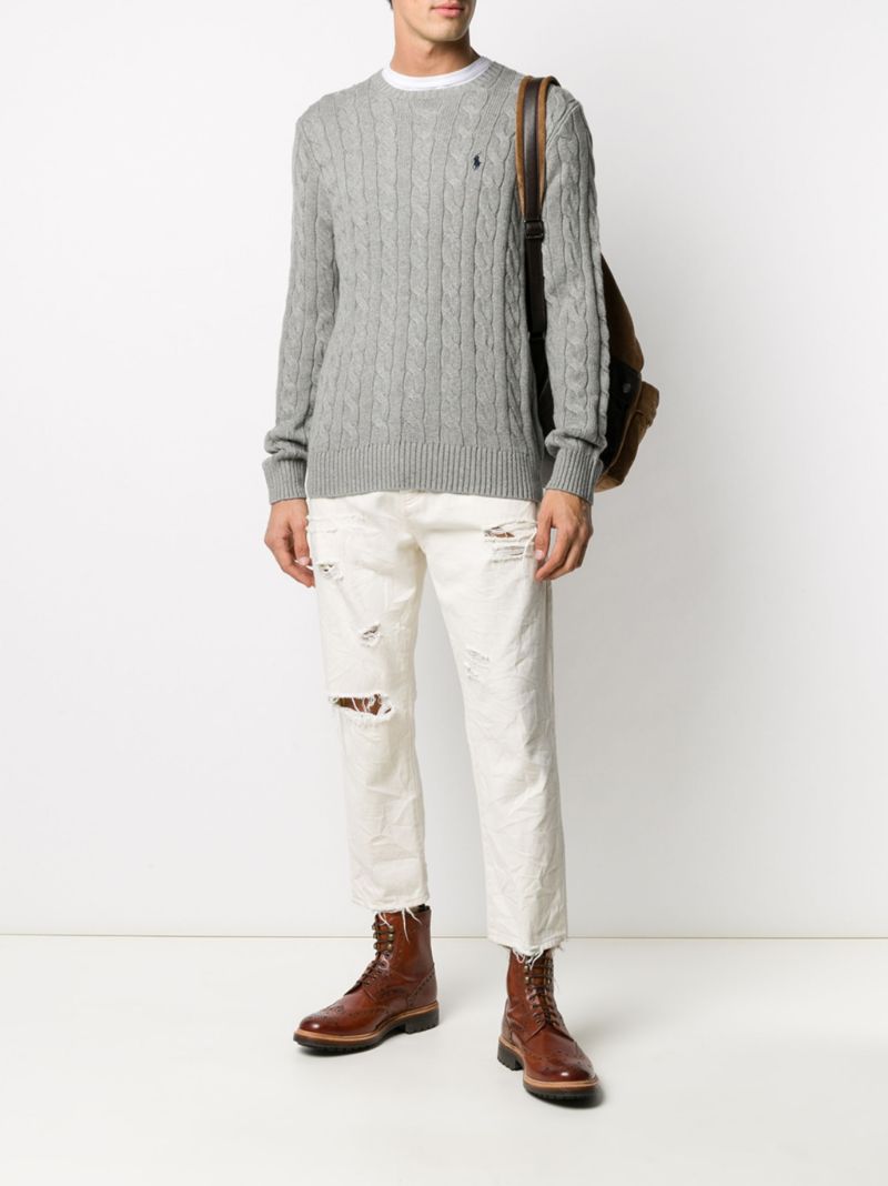Grey Cable Knit Sweater
