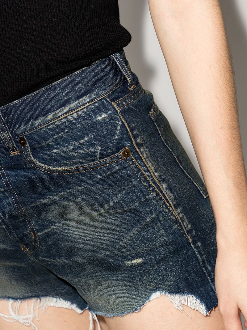 Blue  Raw Hem Denim Shorts