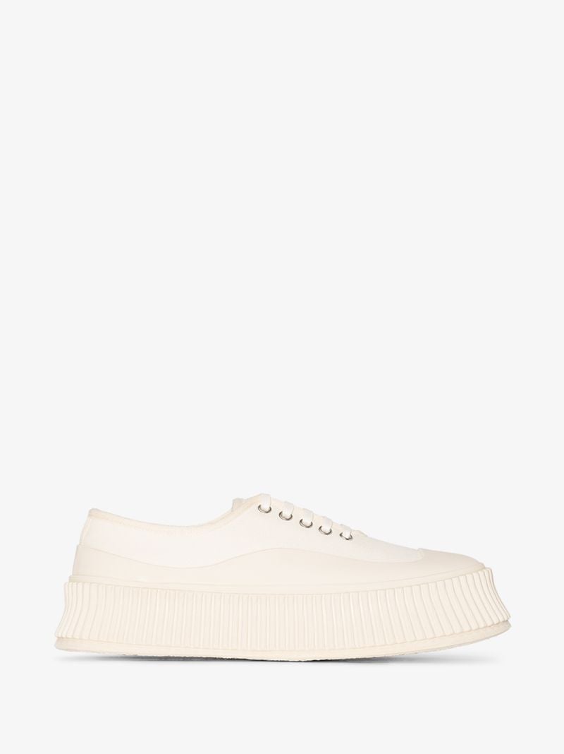 White Flatform Canvas Sneakers