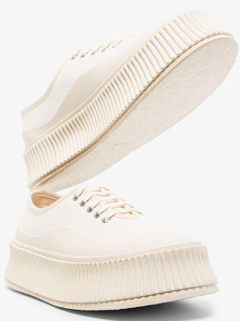 White Flatform Canvas Sneakers