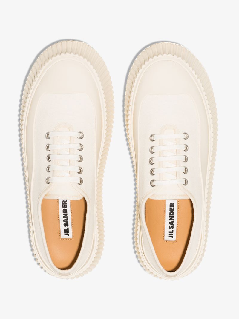 White Flatform Canvas Sneakers