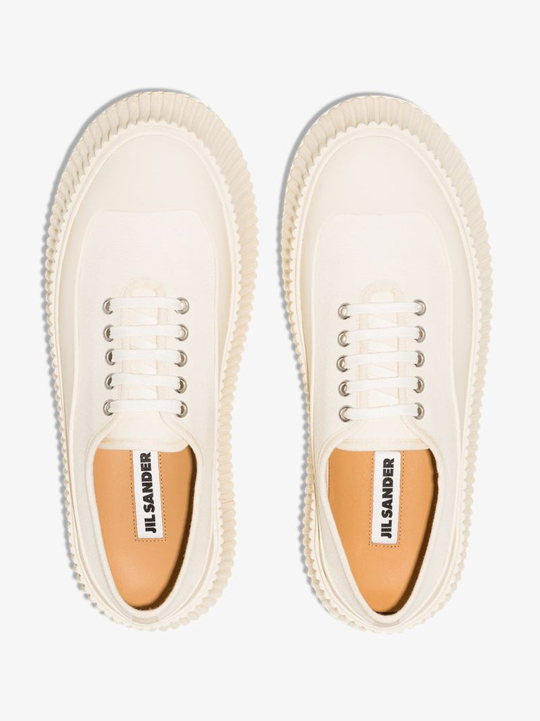 White Flatform Canvas Sneakers