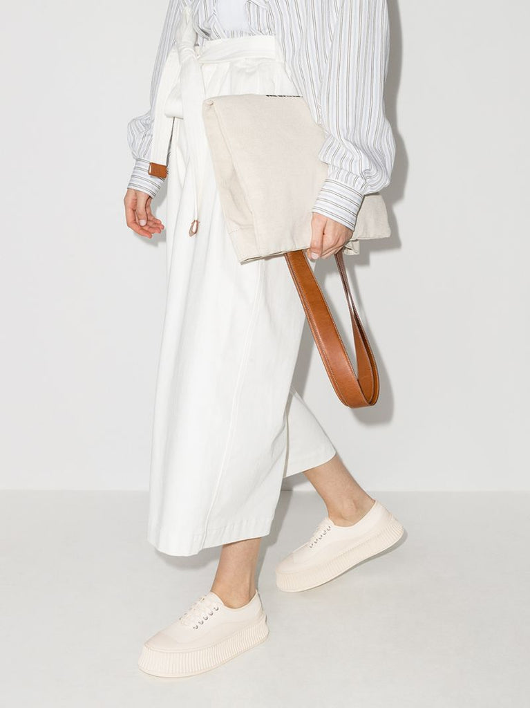 White Flatform Canvas Sneakers