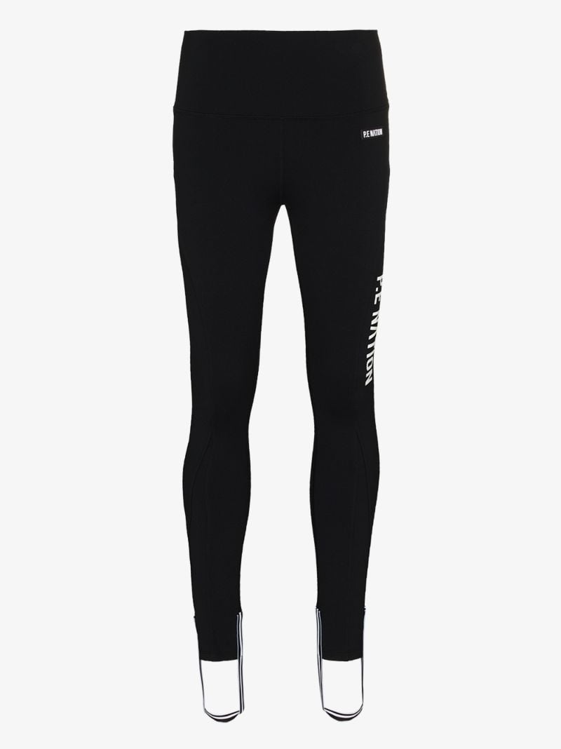 Black Run Logo Stirrup Leggings