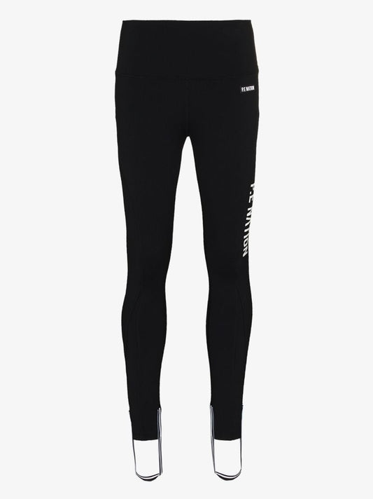 Black Run Logo Stirrup Leggings