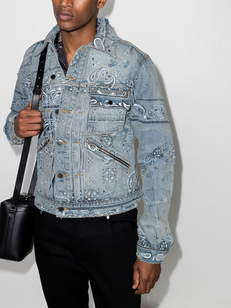 Bandana Print Denim Jacket