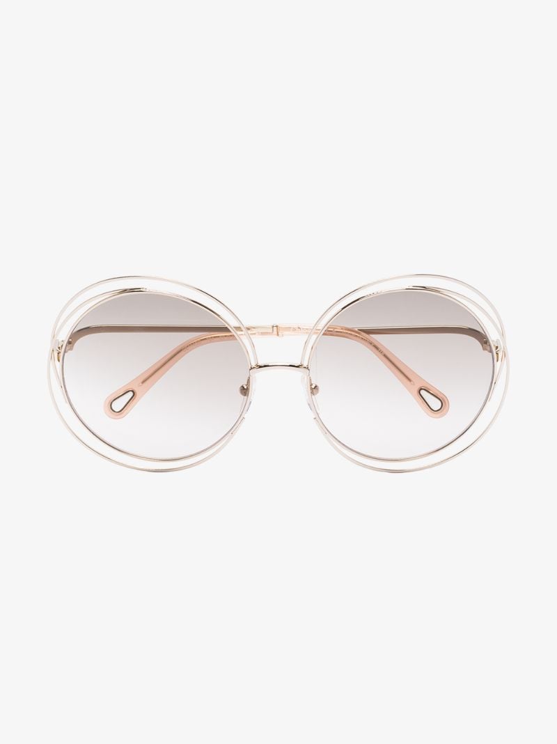 Gold Tone Carlina Round Sunglasses