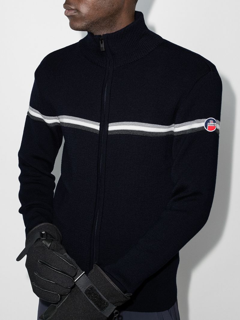Wengen Fiz 2 Striped Wool Zip-up Sweater