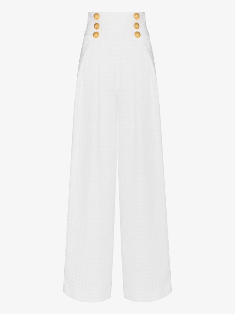High Waist Button Detail Trousers