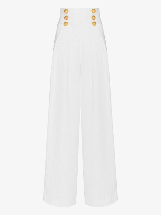 High Waist Button Detail Trousers