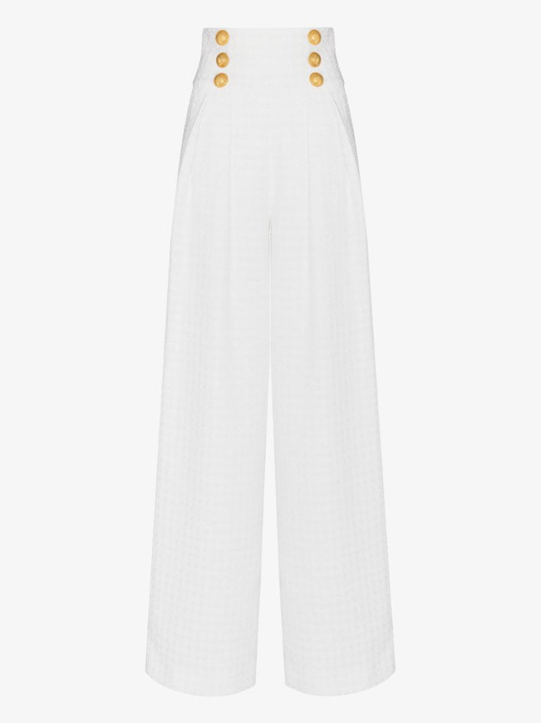 High Waist Button Detail Trousers