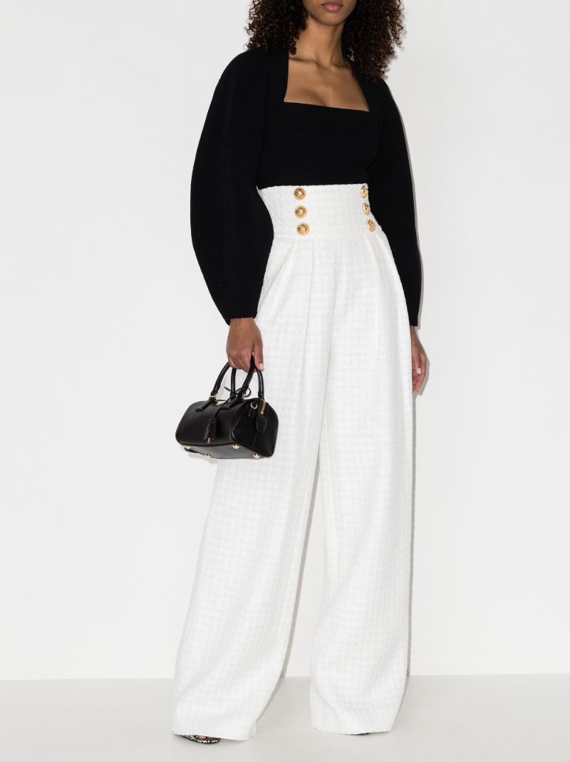 High Waist Button Detail Trousers