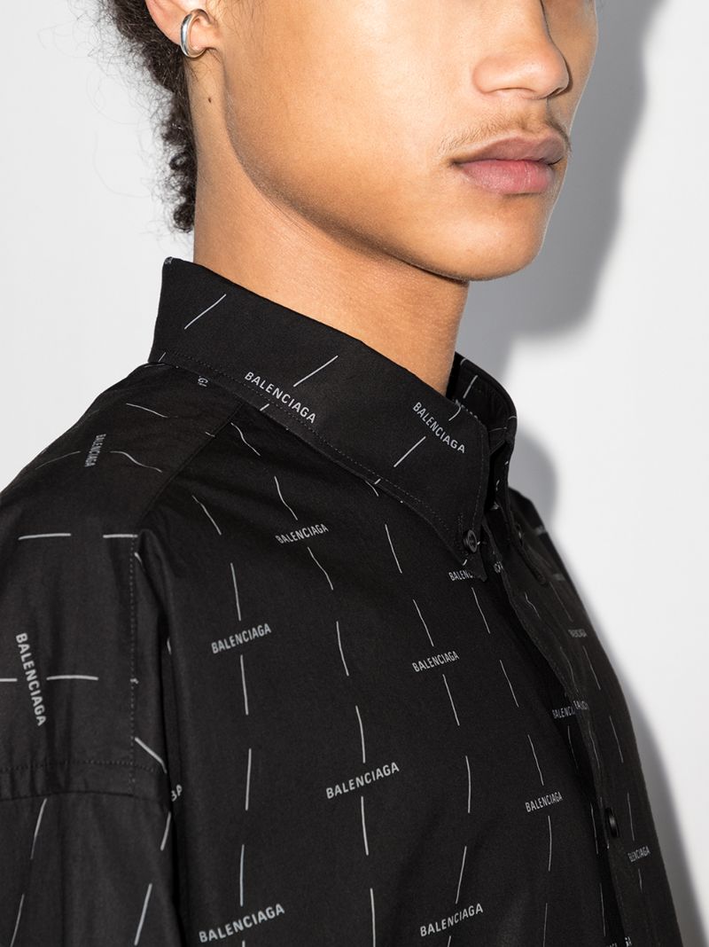 Button-up Logo Print Shirt
