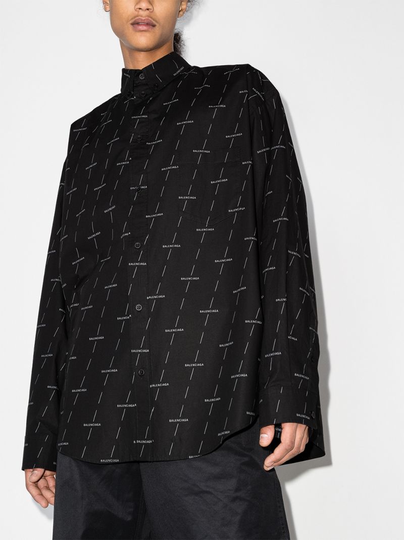 Button-up Logo Print Shirt