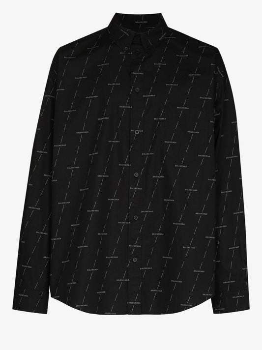 Button-up Logo Print Shirt