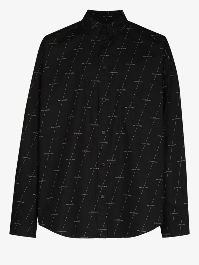 Button-up Logo Print Shirt