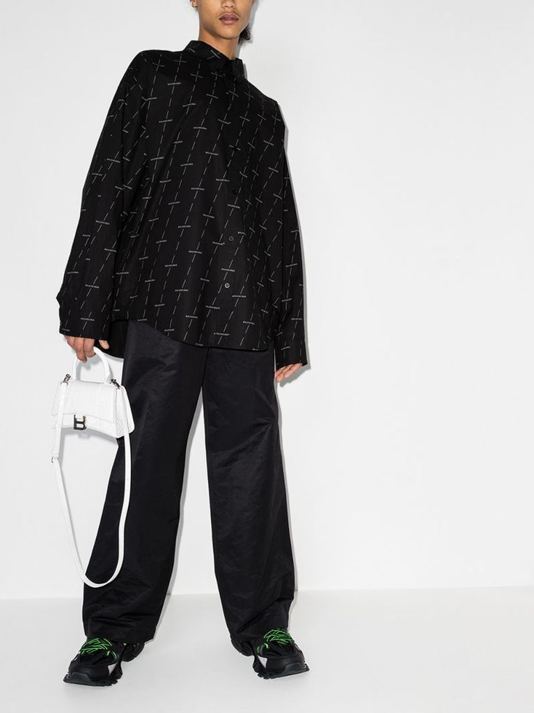 Button-up Logo Print Shirt
