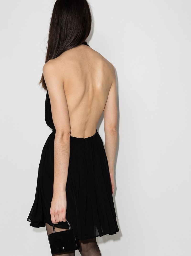 Black Halterneck Pleated Mini Dress